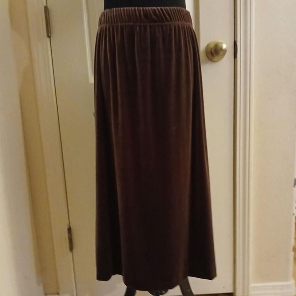 Y2K Vintage Brown Velvet Velour Midi Skirt L Fairy Grunge Whimsygoth Romantic
